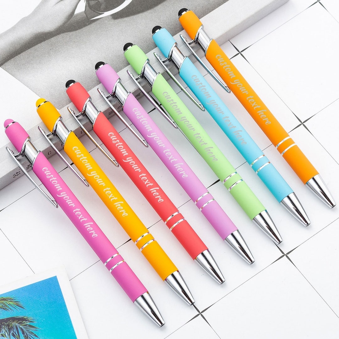 Personalized Engraved Colorful Pens, Customized Name Message Business  Ballpoint Pens With Stylus,personalized Gift for Office Wedding Party 