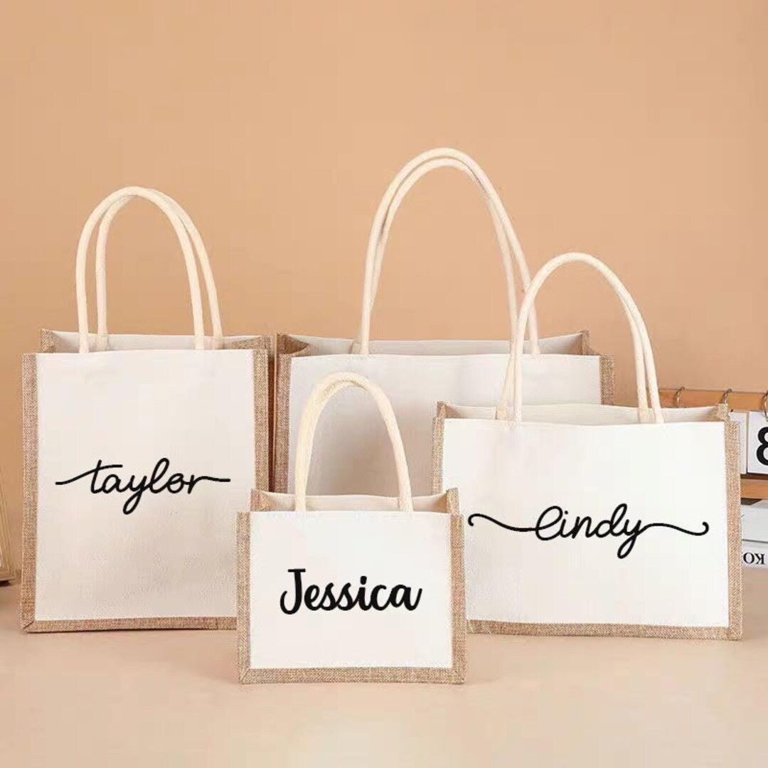 Personalized White Canvas Tote Bags Custom Tote Bag Etsy