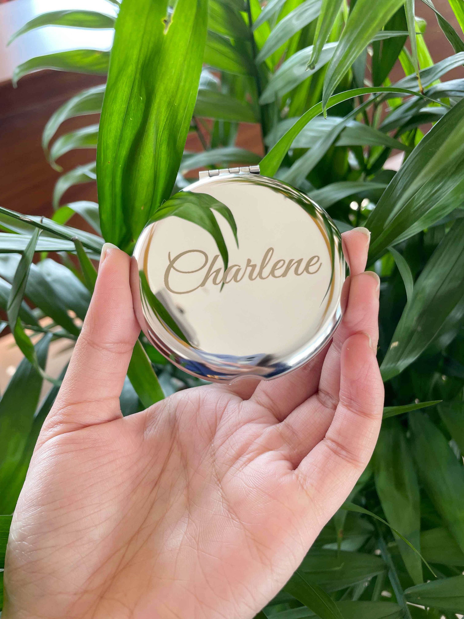 Personalized Engraved Silver Compact Mirror Favor Custom Etsy