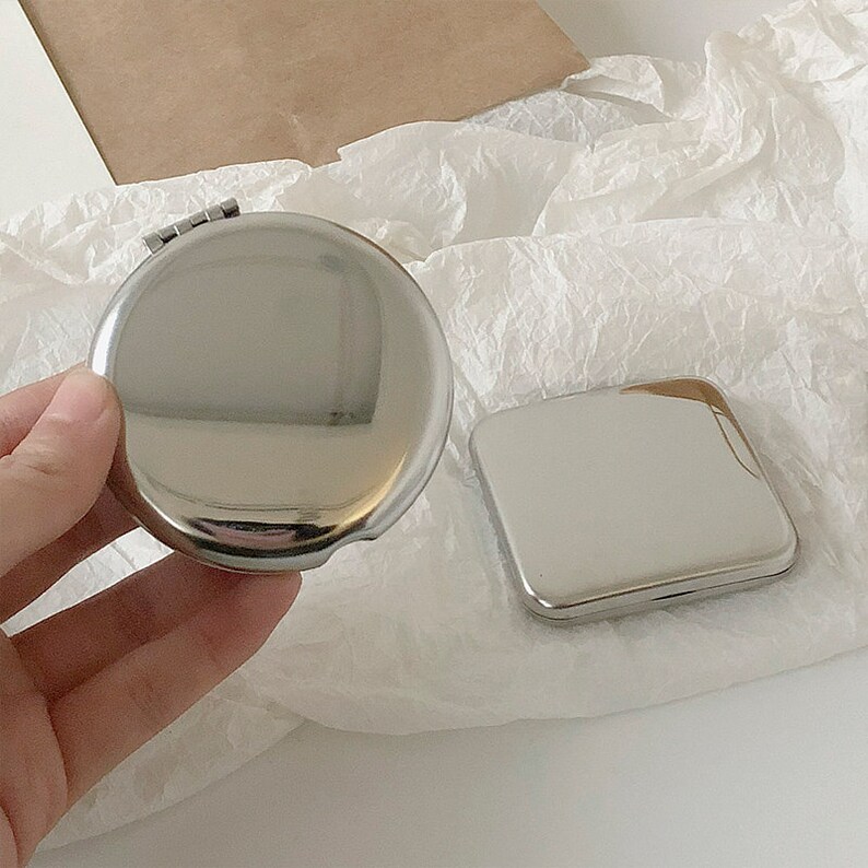 Personalized Engraved Silver Compact Mirror Favor Custom Etsy