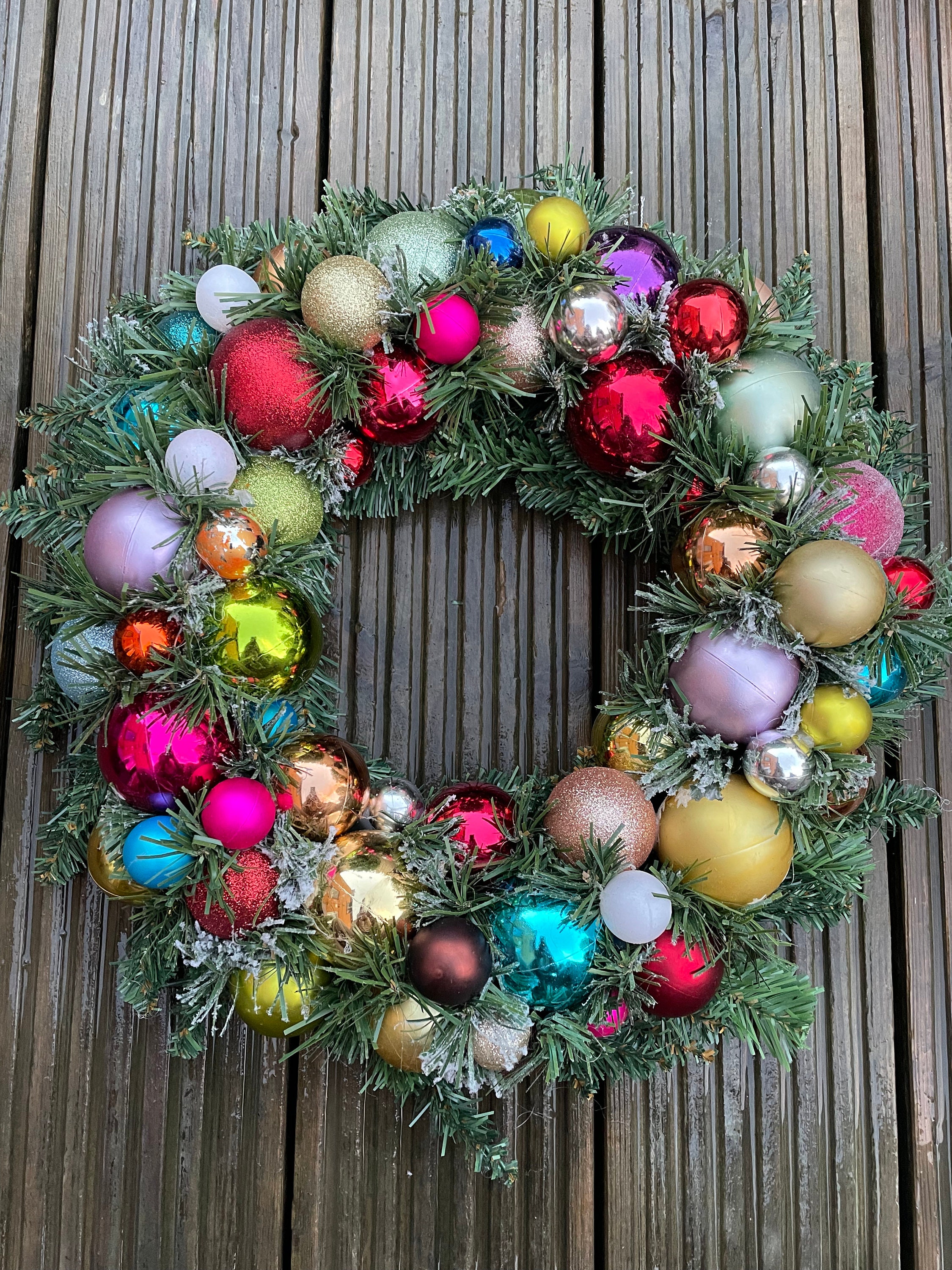 Multicolored Rainbow Bauble Wreath christmas Wreath Festive Door