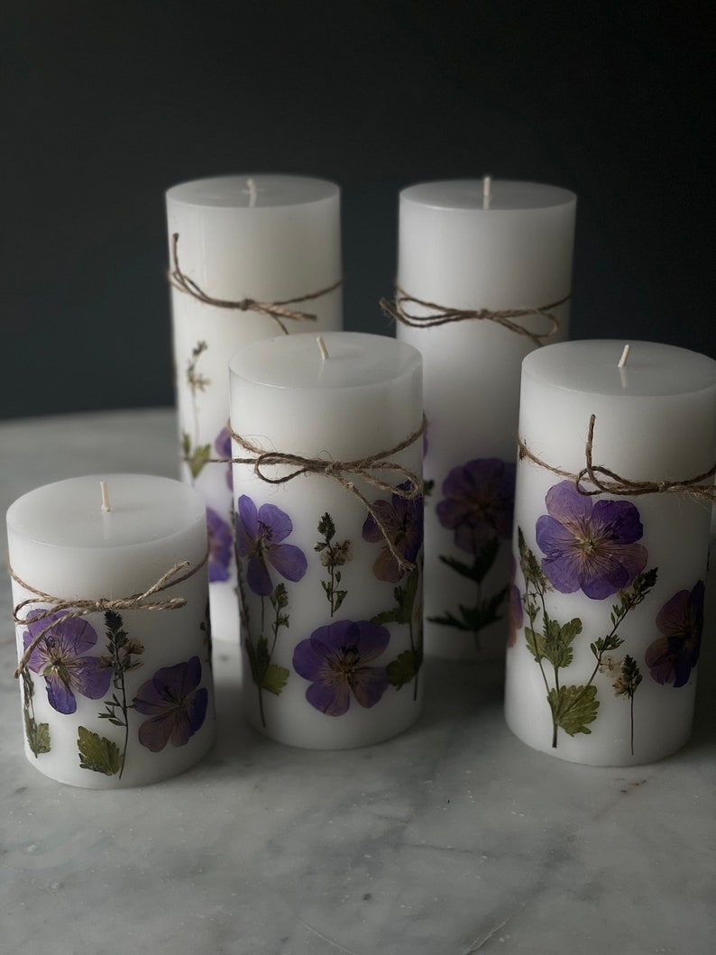 Dried Flower Candle, Pressed Flower Candle Etsy UK