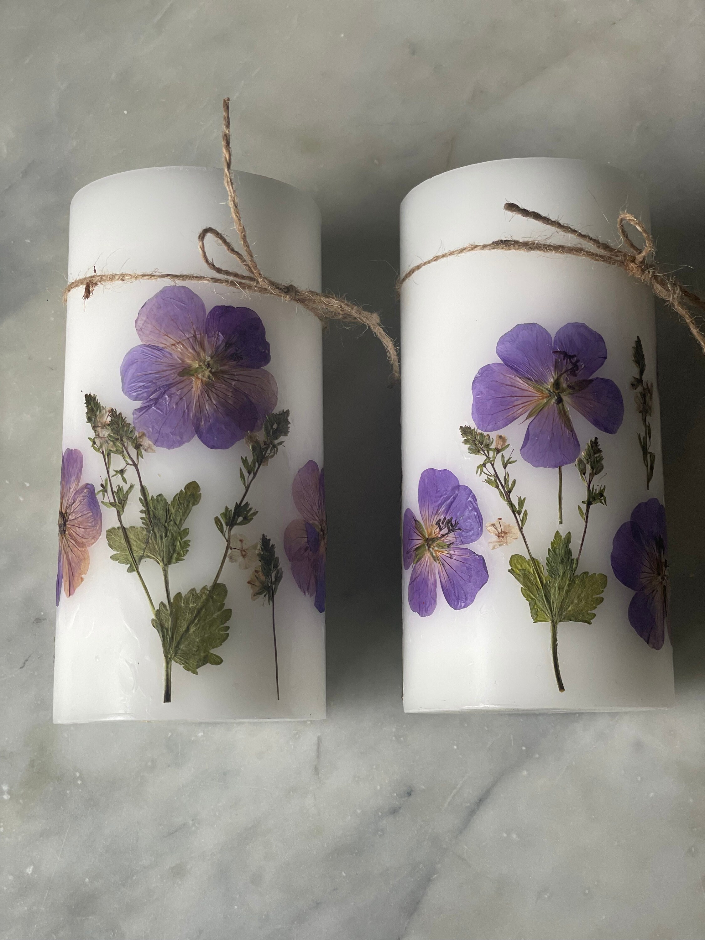 Pressed Flower Candle DIY - Welcome Home