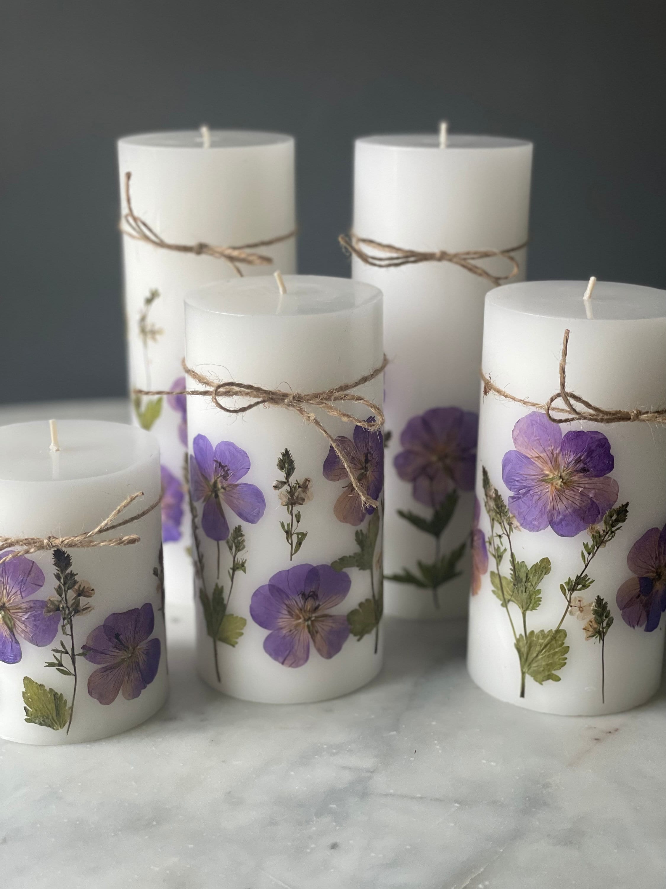 Pressed Wildflower Pillar Candle