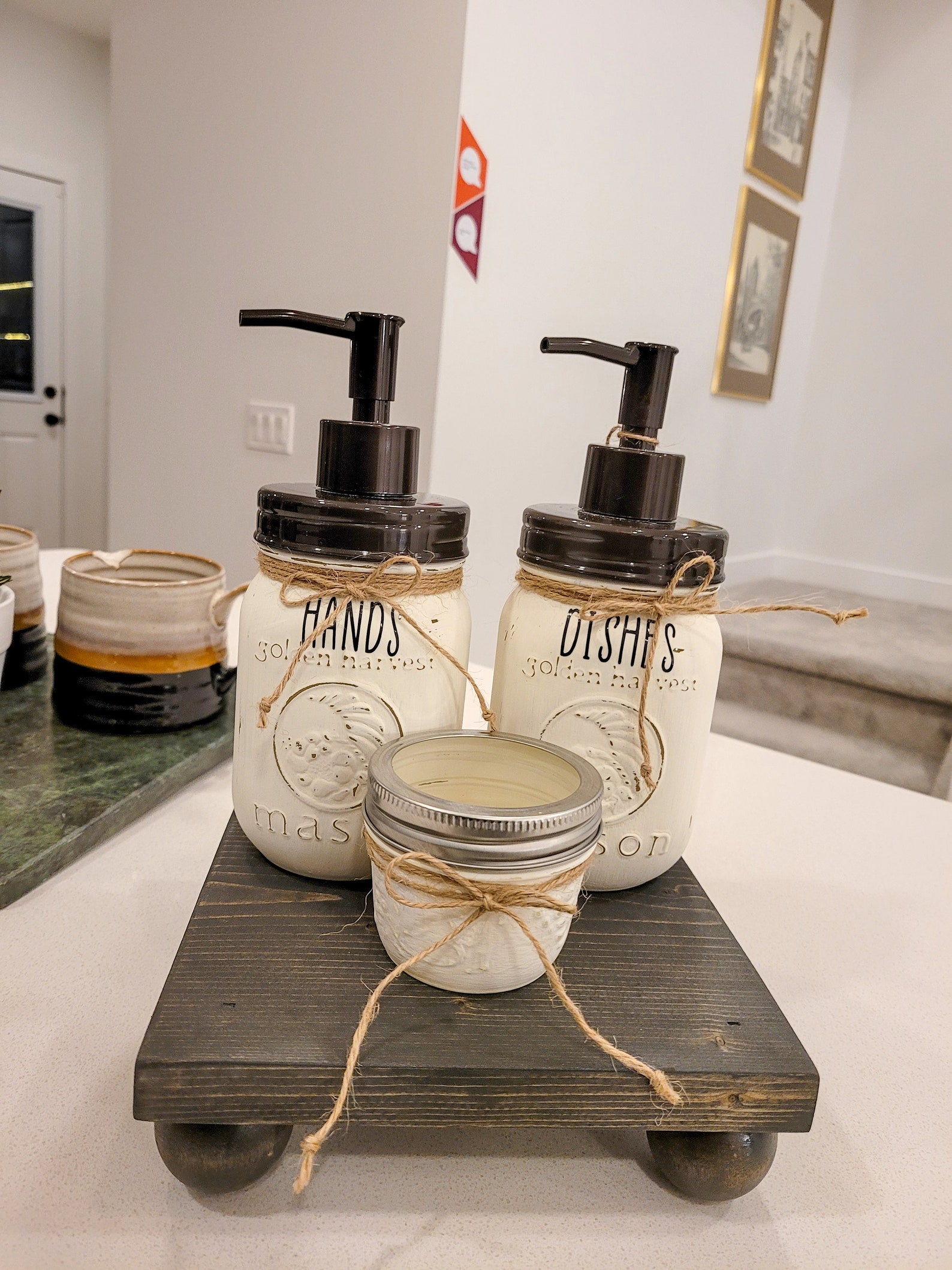 Hands and Dish Soap Dispensers comes with the riser. Etsy