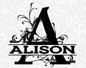 Split monogram SVG. Floral split monogram svg, eps, dxf, png. Digital files split floral monogram. Split letters svg. Floral alphabet svg.