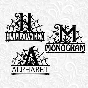 Halloween Split Monogramm SVG. Halloween Split Alphabet Monogramm Buchstaben. Digitales Design Halloween Monogramm Download. Halloween SVG, dxf, png