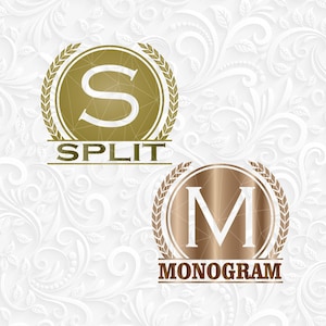 Spaltkranz Monogramm svg. Monogramm svg, png, eps, dxf. Digitales Split Monogramm Buchstaben. Geteiltes Alphabet svg. Spaltkranz Buchstabe svg, png.