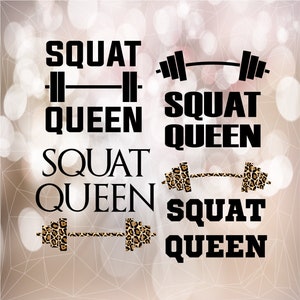 Squat Queen Bundle Svg, Squat Svg, Fitness Svg, Eps, Dxf, plik do druku PNG