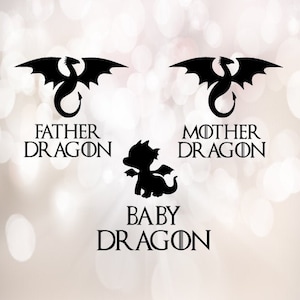 Drachenfamilienpaket SVG. Vater Drache Svg, Mutter Drache Svg, Baby Drache Svg. Familie Drache Cricut Datei. Vatertag Drache SVG.