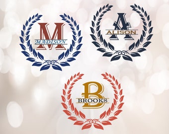 Split monogam letter SVG. Split letter digital download. Monogram alphabet svg, png, eps, dxf. Split monogram laurel wreath. Split alphabet.