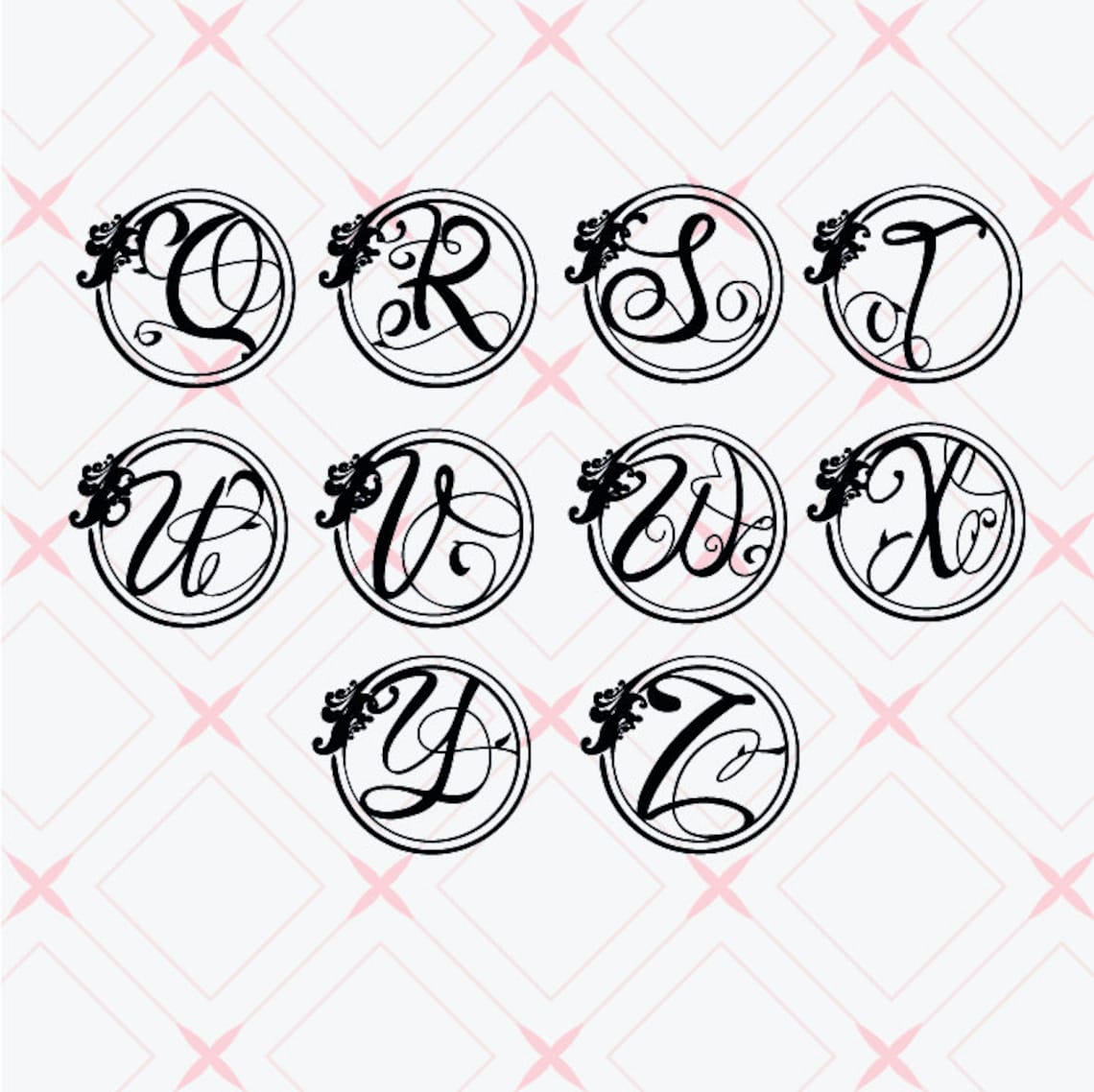 Monogram Circle Svg Digital Template Monogram Letters Png - Etsy