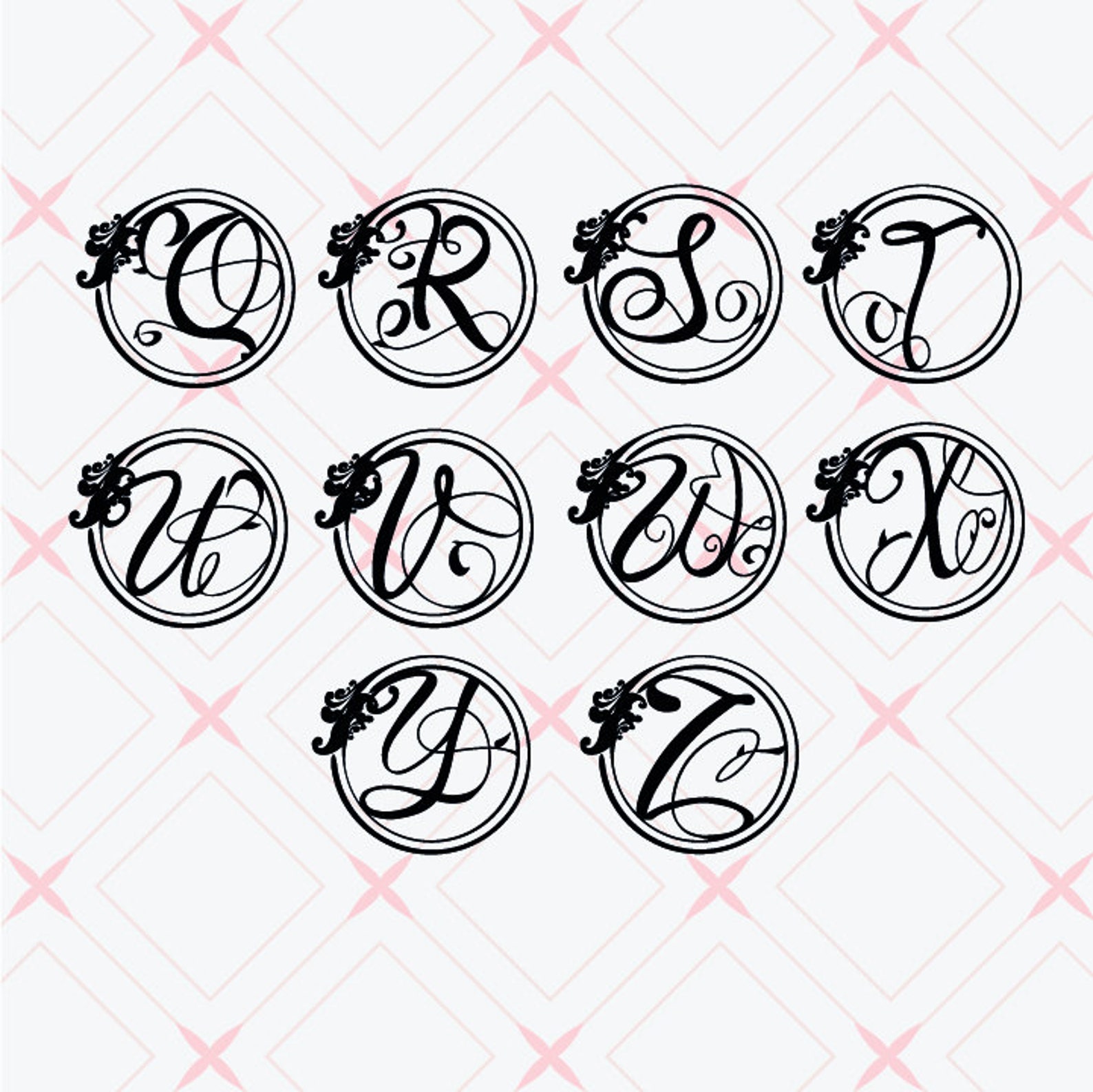 Monogram Circle Svg Digital Template Monogram Letters Png - Etsy