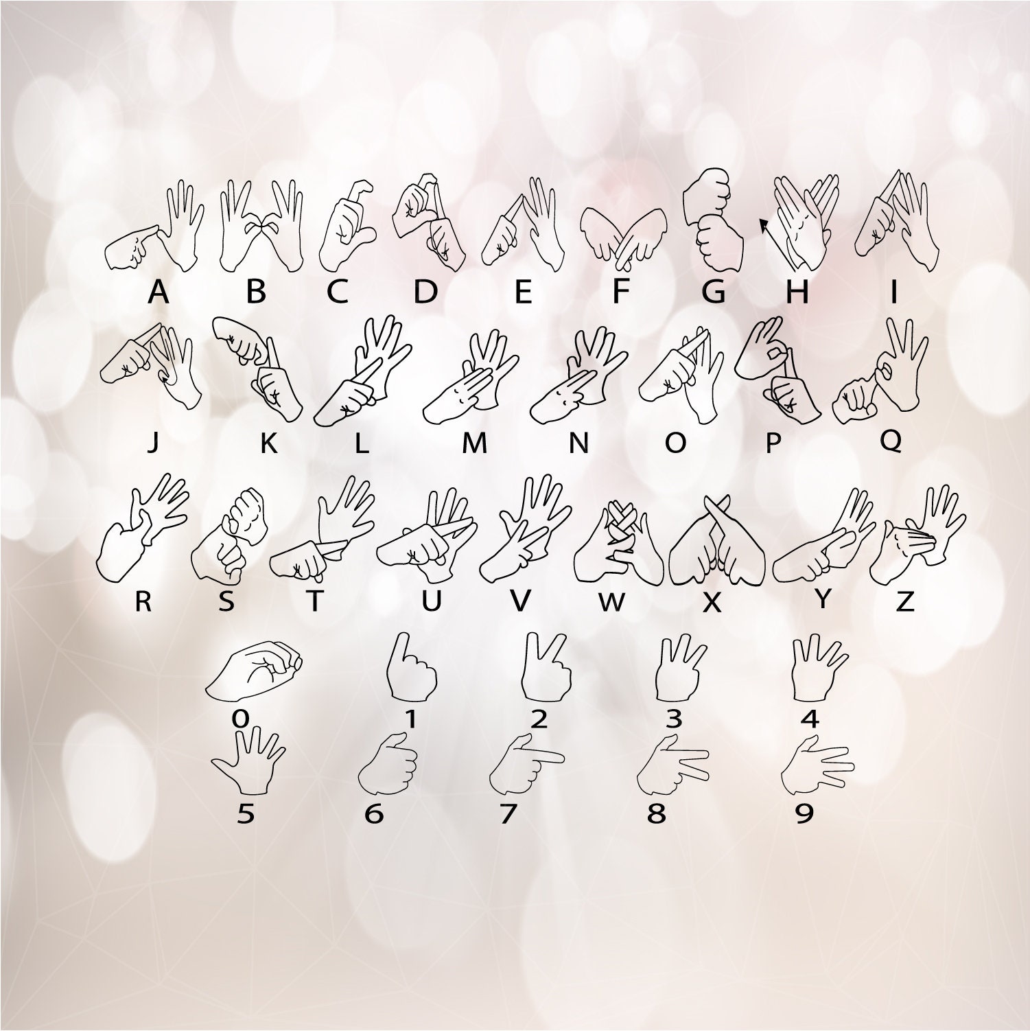 Auslan Alphabet With Letter Svg, Auslan Letter Svg, Files for Svg, Dxf