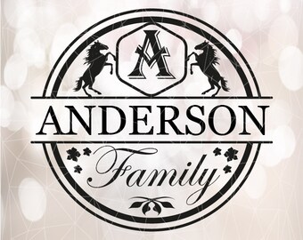 Family Split Monogram SVG, Round Family Split Monogram svg / png / eps / dxf. Monogram alphabet digital template. Family name monogram svg.