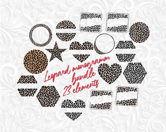 leopard Circle monogram bundle SVG,Leopard Print Svg Bundle, Animal Print SVG, Leopard Heart SVG, Hearts, Leopard Shirts, Leopard Clipart