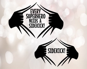Every superhero needs a sidekick SVG. Father's day sidekick design svg, png, dxf, eps. Dad and boy svg superhero design.