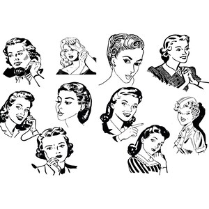 Retro Woman SVG, PNG Bundle, Retro Woman 20 files, Housewife Clipart Eps, Dxf Files, retro svg, retro woman svg, woman svg