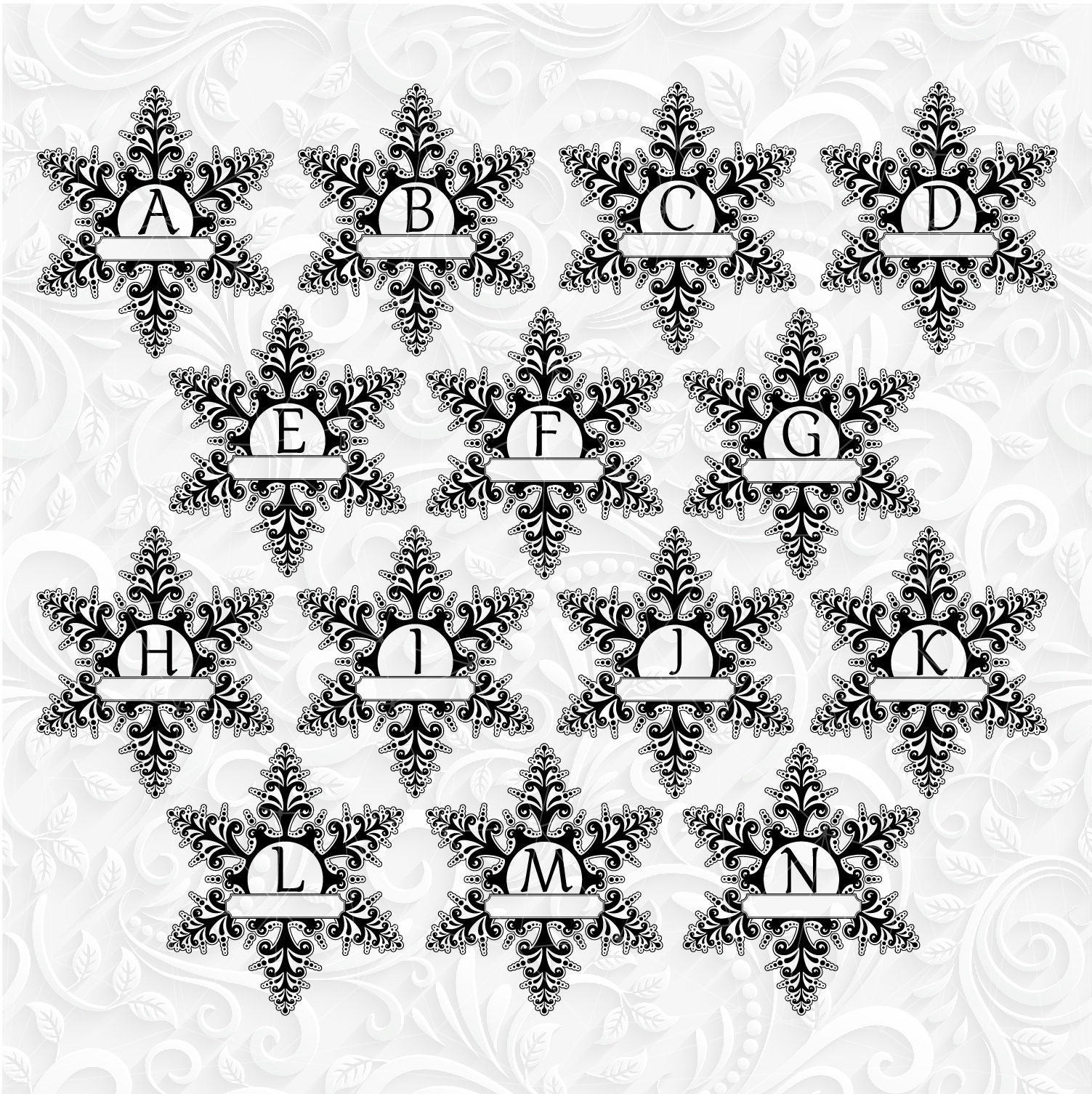 Winter Split Monogram Christmas Snowflake Split Monogram SVG. Christmas Split Monogram Eps ...