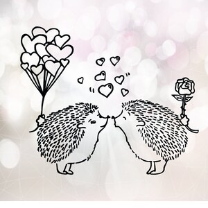 Hedgehog SVG, Hedgehog Love SVG, Hedgehog Valentines, Instant Download eps, dxf, svg, png