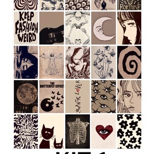 Vintage Dark Collage Kit Black Aesthetic Room Decor Indie Wall Prints ...