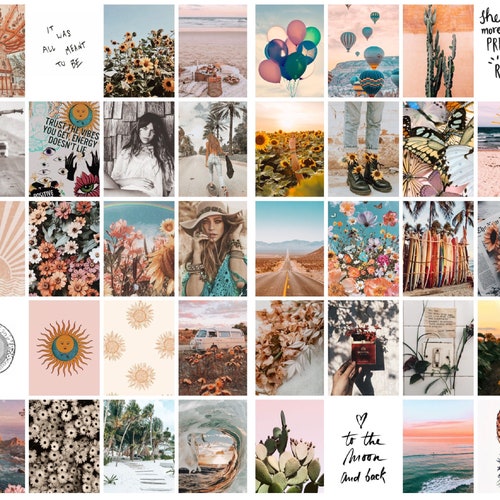 100 PRINTED 4x6 Peach and Teal Aesthetic Wall Collage Kit 4x6 - Etsy