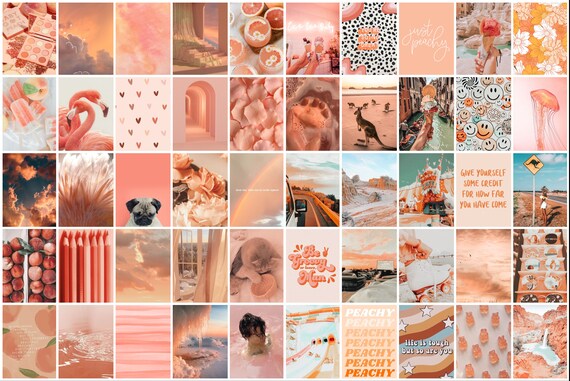 Printed 30pcs/50pcs Peachy Collage Kit Orange Pastel Prints - Etsy
