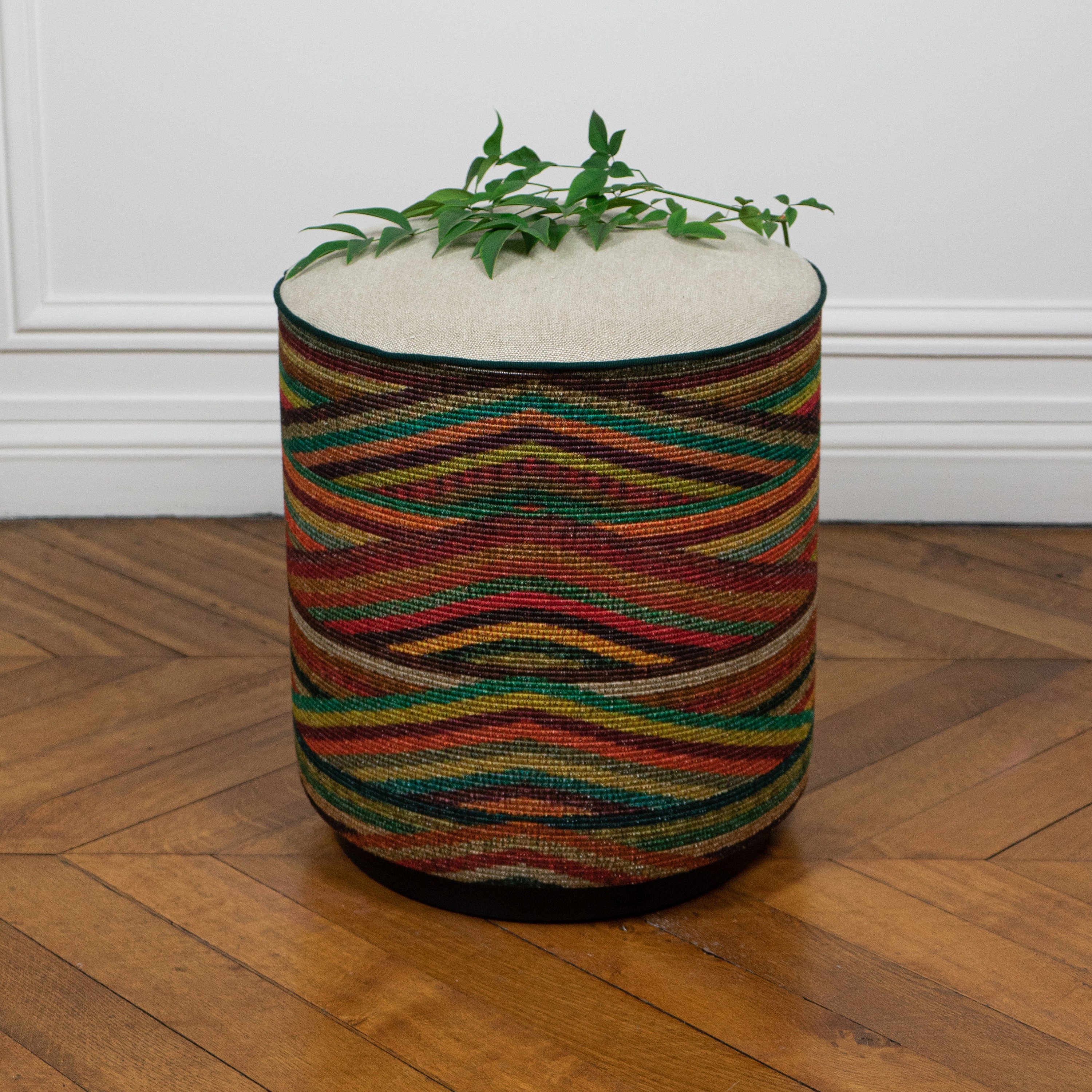 Pouf Chevron Multicouleur Décoratif