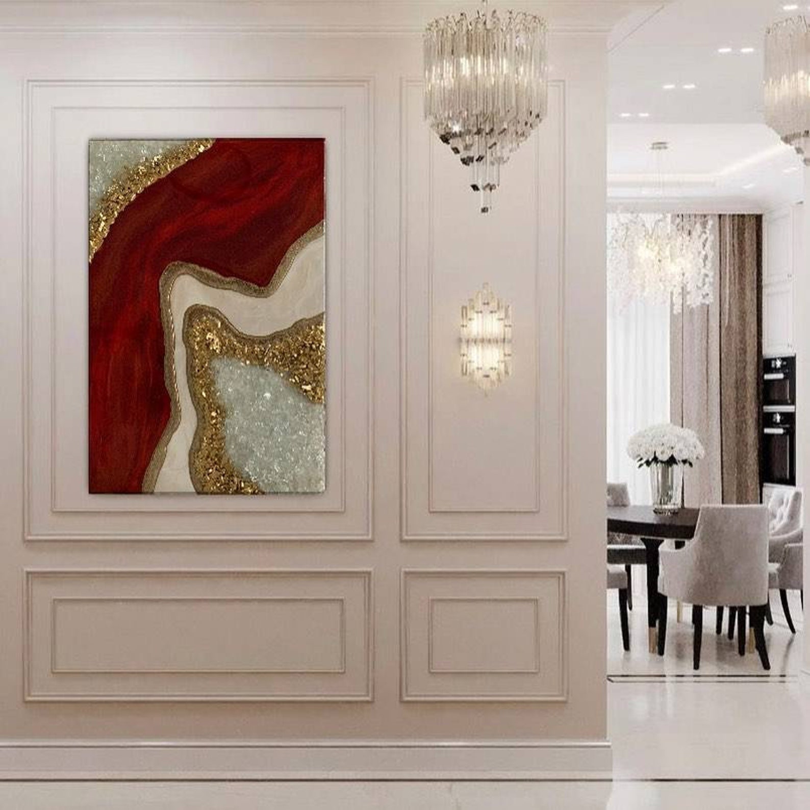 Ready to Ship / Red Resin Geode / Luxury Home / Gift to New Home ...