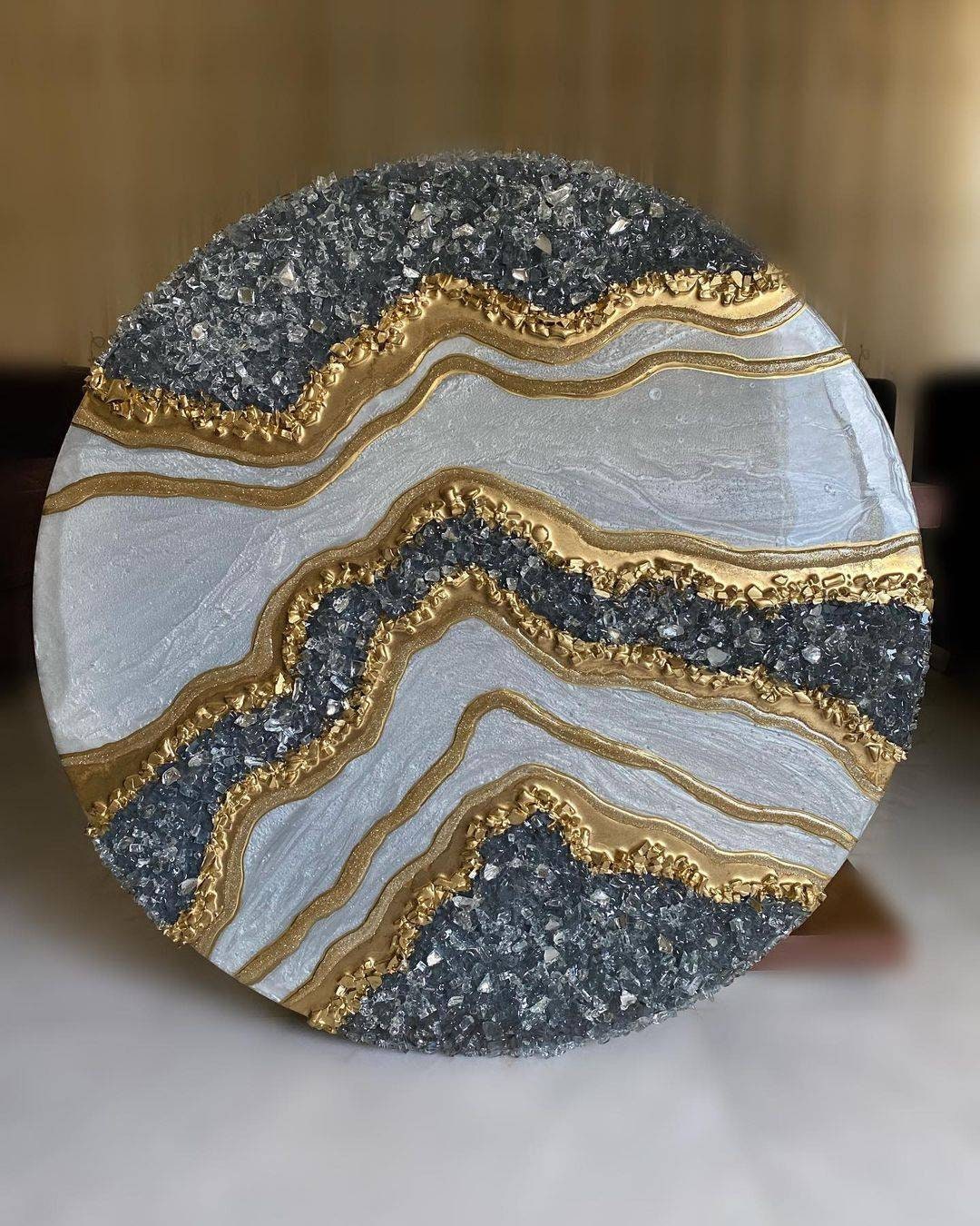 FREE SHIPPING Luxury Resin Geode Wall Art, Real Crystals Details - Etsy