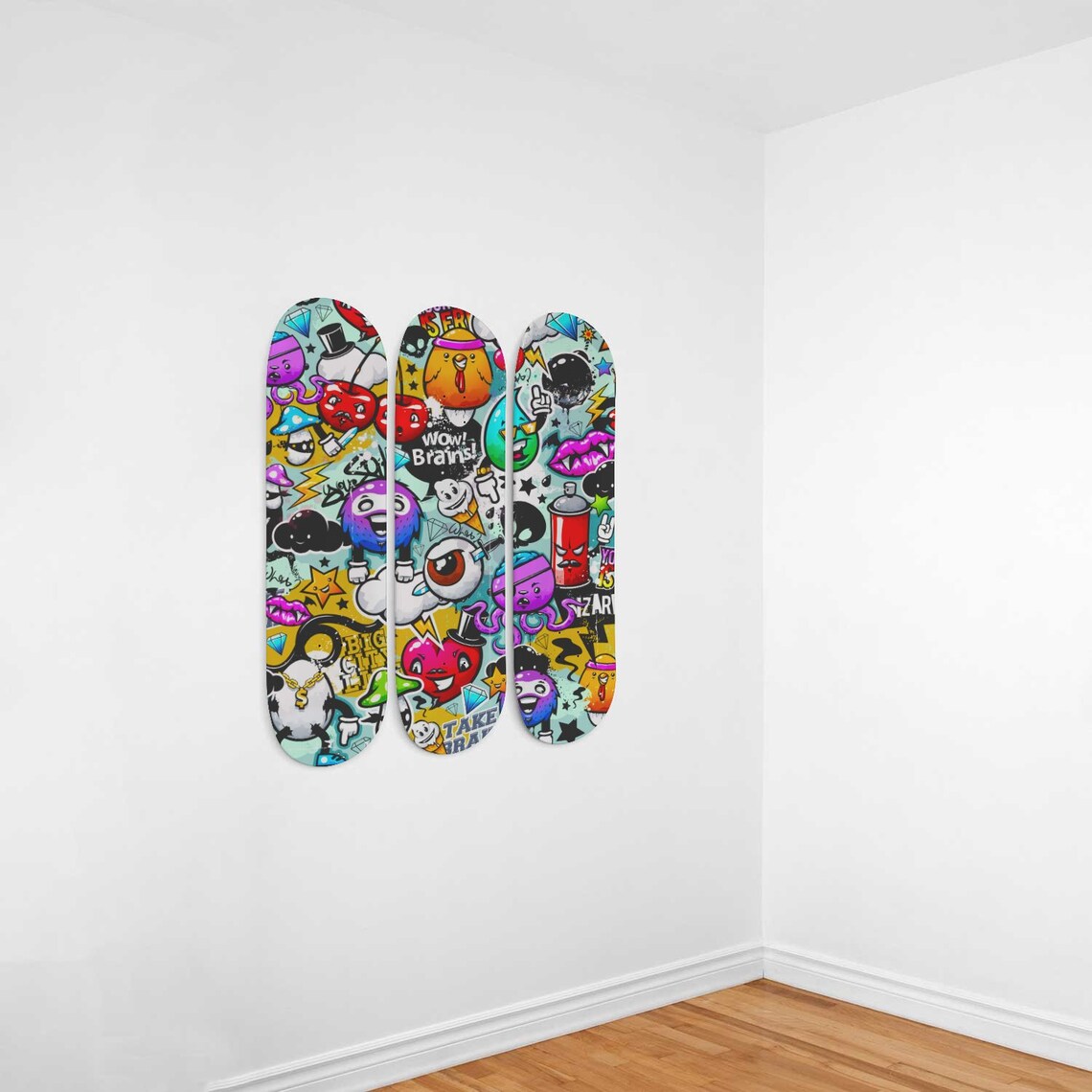 Graffiti Art Inspired Skateboard Wall Art Retro Wall Decor Etsy