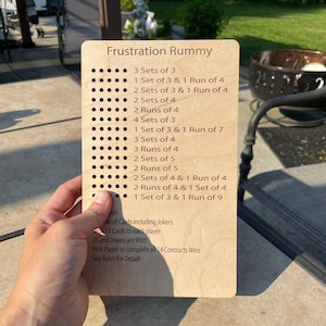 Frustration Rummy Game Board 5 Player - Custom Made - FREE Personalization Available - Maple, Walnut, Cherry or Mahogany