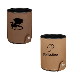 Leatherette Dice Cup with Dice, custom engraved and personalized, D&D players, Yahtzee, Farkle, perfect for family game night gift for gamer