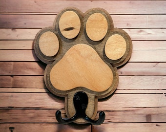 Dog leash holder for wall, paw print pet leash hanger, personalized pet gift, dog owner gift, new puppy gift, personalized gift, lead hook