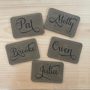 Custom Engraved Leatherette Patches with Iron on Adhesive