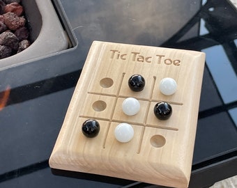 Tic Tac Toe - Custom Made Solid Wood Board with Marbles