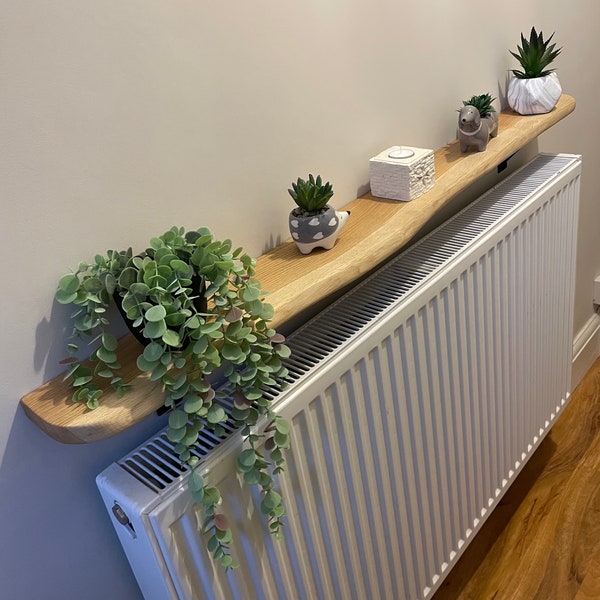 Solid Oak live edge radiator shelf