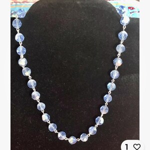 Vintage Blue Aurora Borealis Crystal Necklace