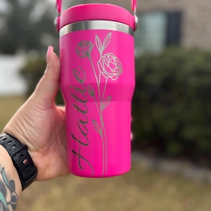 Flip Straw Engraved Tumbler