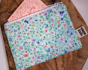 Handmade Florals and Butterflies Card & Coin Purse, Nature Lover Gift, Flowers and Colourful Purse