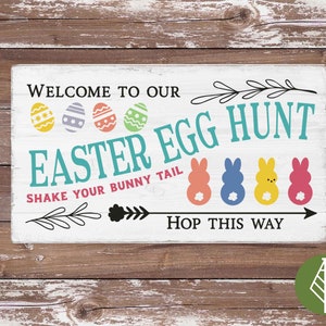 Chasse aux oeufs de Pâques SVG, décor de jeu de Pâques, Peeps et Easter Egg Graphic, Easter Welcome kids Printable file, Cricut file *Instant Download*