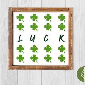 St Patrick’s Day Luck SVG, Lucky Shamrock Wall Decor, 4-Leaf Clover Graphic, Cricut Files for St Paddy’s Day, Bricolage, Téléchargement instantané