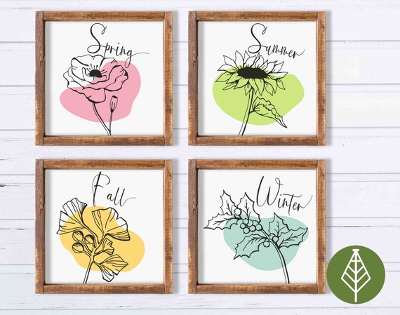 4 Season Floral SVG Bundle Spring Summer Fall Winter Decor | Etsy