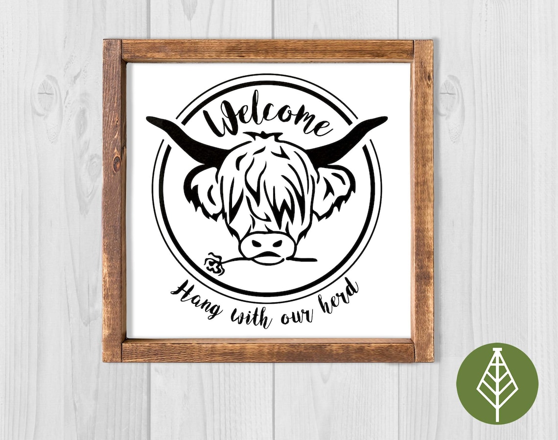 Highland Cow SVG Hang With Our Herd Door Sign Cow Etsy Canada