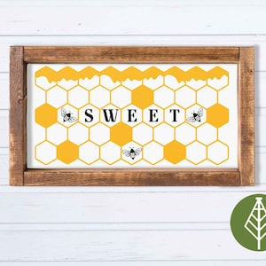 Bee Sweet SVG, Sweet honey sign, home sweet home sign, bumblebee & honeycomb graphic, Vintage farmhouse decor, Cricut file*Instant Download*