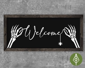 Welcome Halloween SVG, happy halloween sign, front porch decor svg, skeleton hand decor, Halloween party Cricut file *Instant Download*