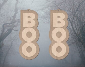 BOO - Halloween Earrings - Wood Earrings, Wooden Jewelry, Laser cut earing