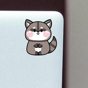 Happy Racoon Vinyl Sticker -  cute sticker, animal sticker. Water Resistant sticker