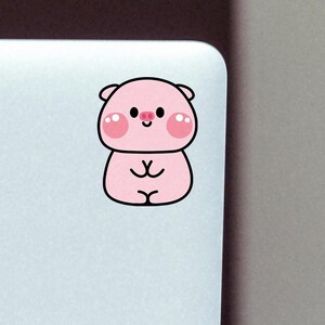 Happy Pig Vinyl Sticker -  cute sticker, animal sticker. Water Resistant sticker