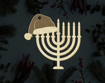 Happy Chrismukkah Ornament - Mixed holiday  - Jewmas - Jewish Ornament - Menorah In A Hat